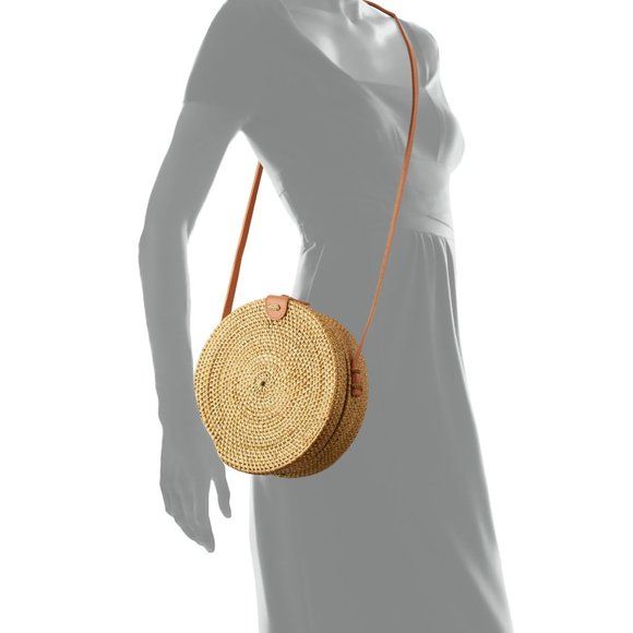 SOCIETY CO Handbags - ATTA WOVEN ROUND CROSSBODY BAG REAL LEATHER
